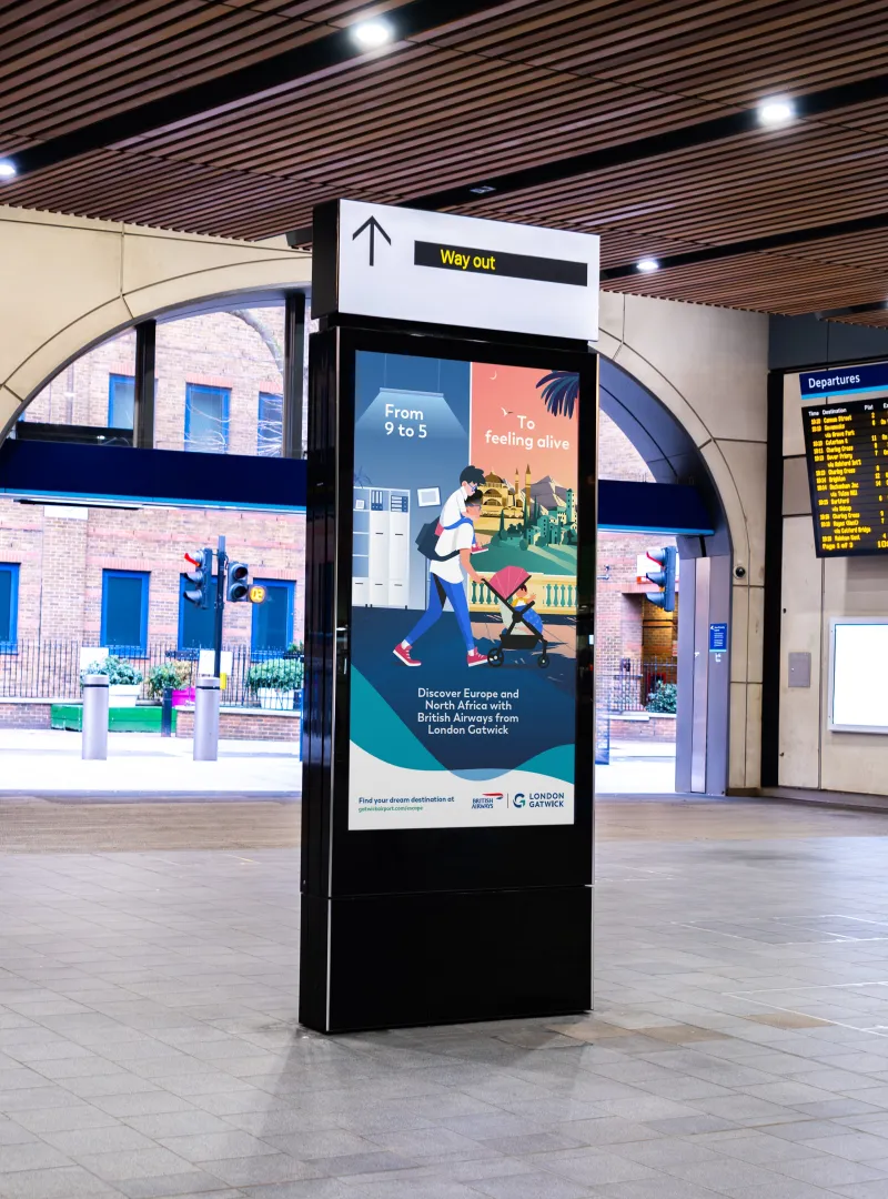 london gatwick campaign digital poster screen